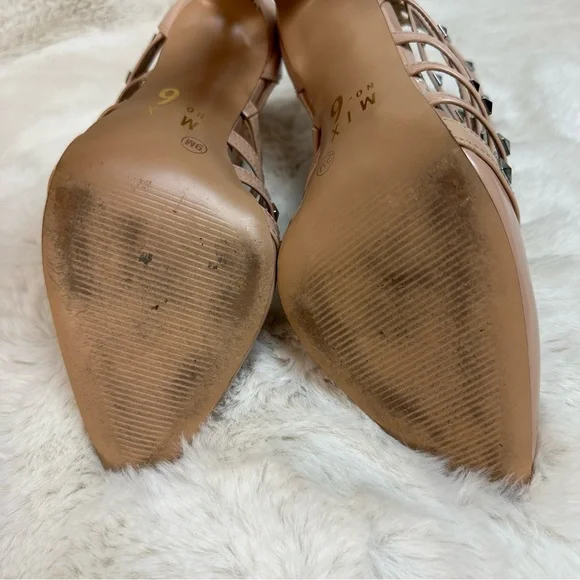 Mix No. 6 Danela Pumps Sugar Maple Beige Studded Straps Stiletto Heels Size 9 - Picture 10 of 10